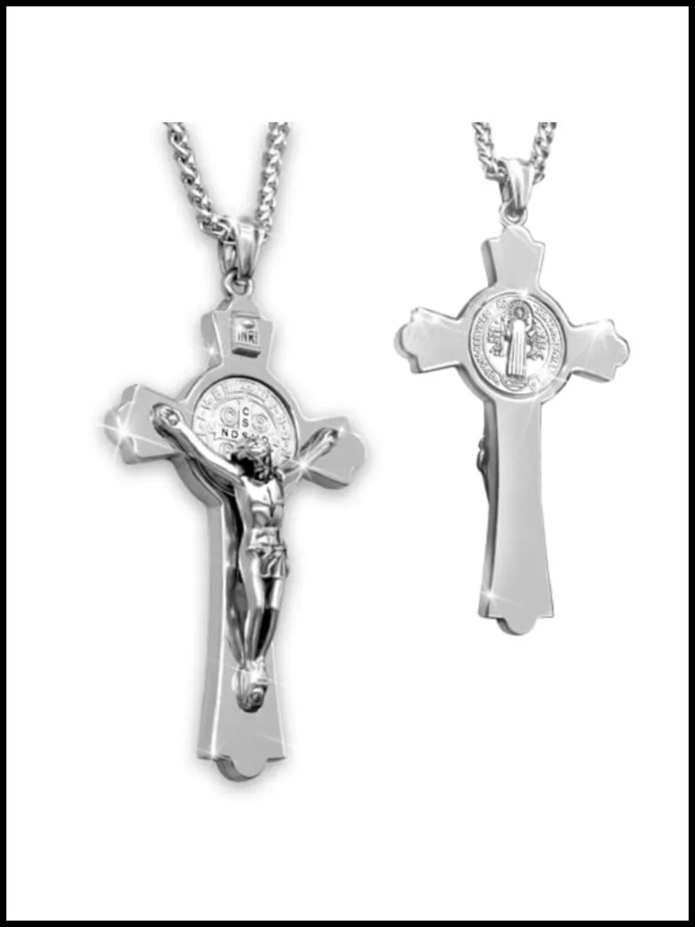 St Benedict Crucifix Necklace for Protection Religious Faith Pendant Gift